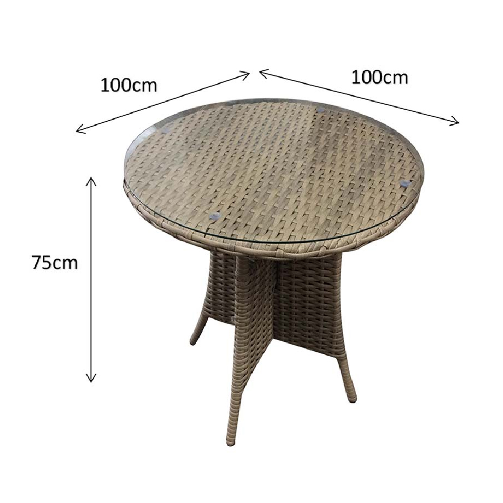 Derya Glass Top Garden Round Bistro Table In Natural