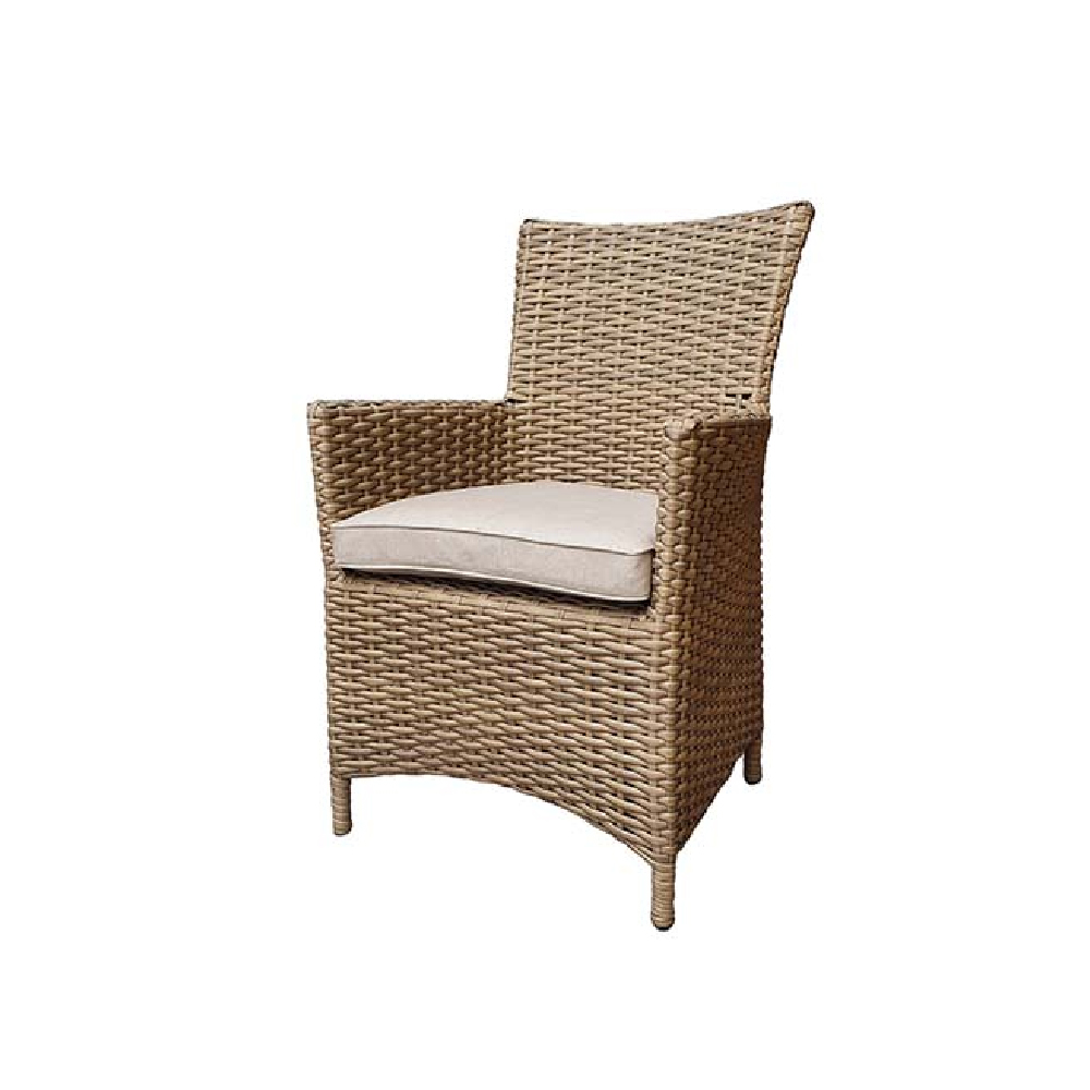 Derya Natural Rattan Garden Dining Chairs With Cushion In Pair