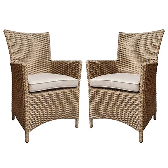 Read more about Derya natural wicker high back dining chairs in pair