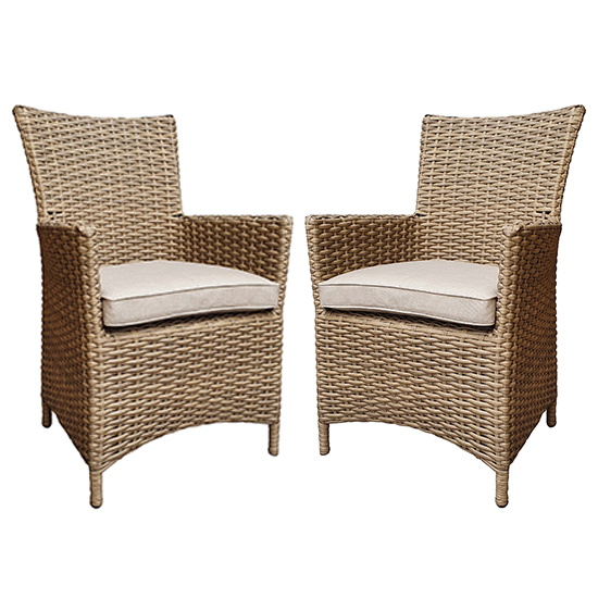 Derya Natural Wicker High Back Dining Chairs In Pair