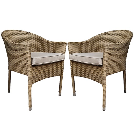 Photo of Derya natural wicker stacking dining chairs in pair