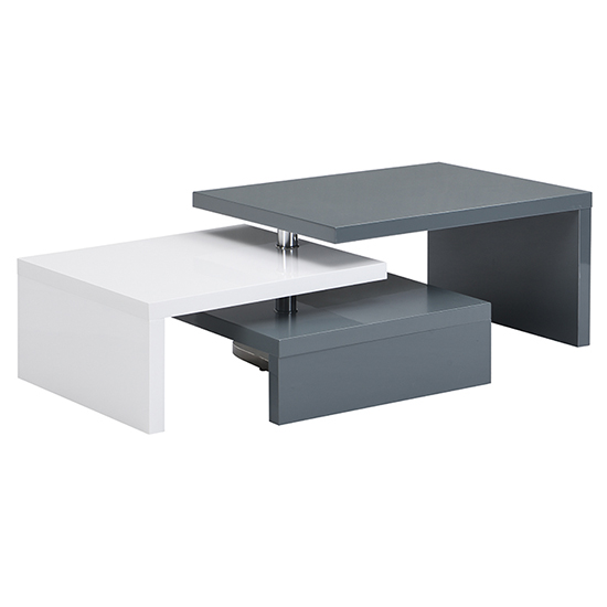 Design Rotating High Gloss Coffee Table In Grey And White_5