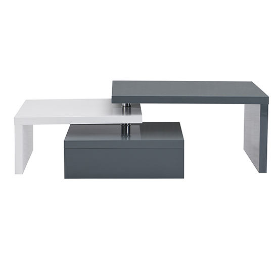 Design Rotating High Gloss Coffee Table In Grey And White_7