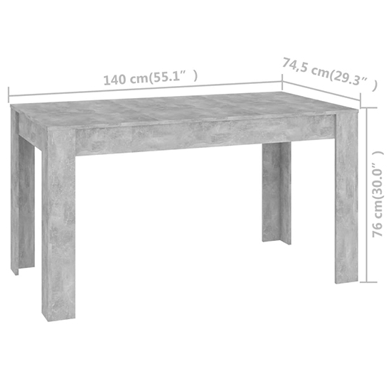 Desirus Rectangular Wooden Dining Table In Concrete Effect