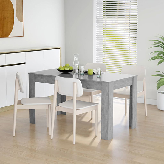 Desirus Rectangular Wooden Dining Table In Concrete Effect