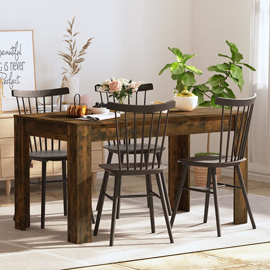 Desirus Rectangular Wooden Dining Table In Smoked Oak
