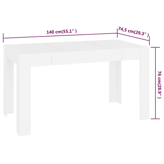 Desirus Rectangular Wooden Dining Table In White
