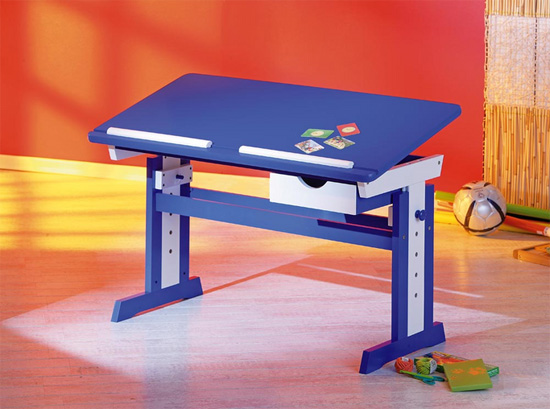 Product photograph of Paco Childrens Computer Desk In Blue Wood from Furniture in Fashion