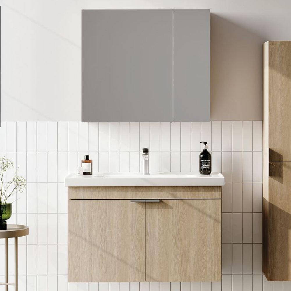 Desna 900mm Wooden Wall Mounted Bathroom Furniture Set with 4 Doors in Oak