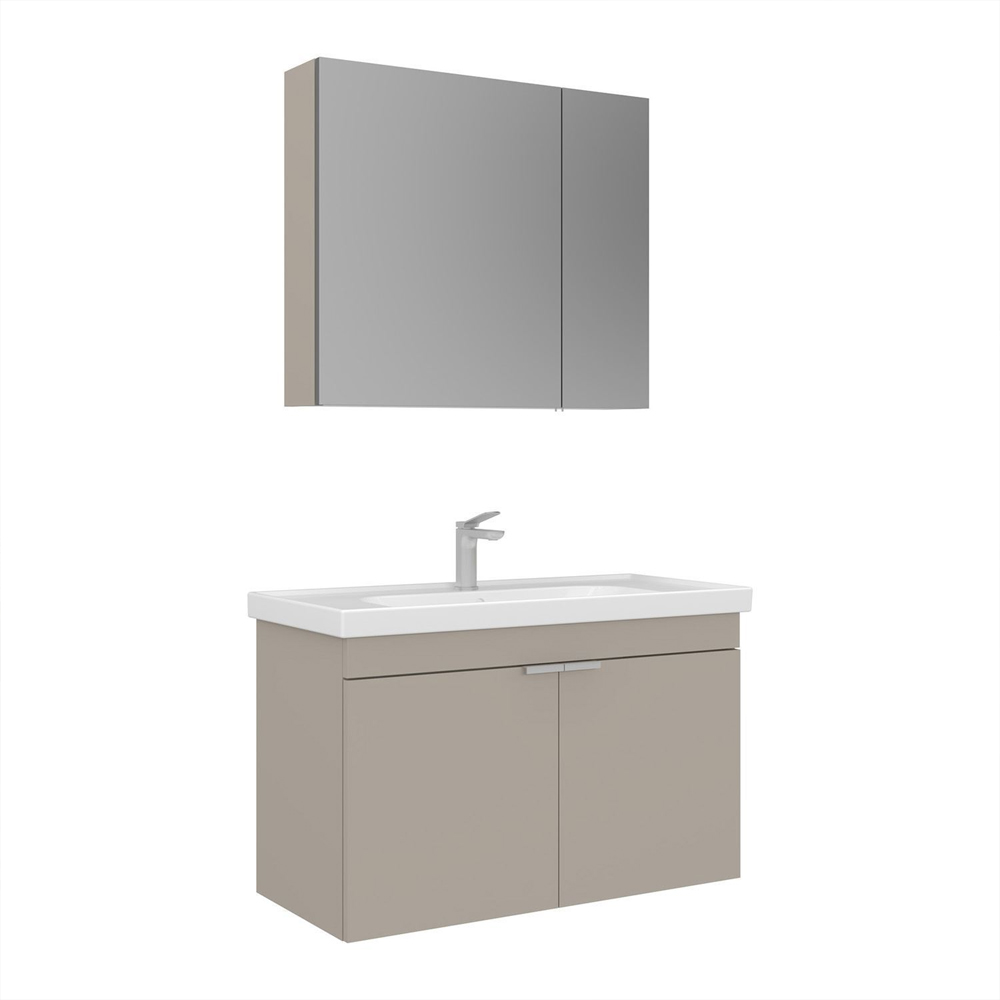 Desna 900mm Wooden Wall Mounted Bathroom Furniture Set with 4 Doors in Sand