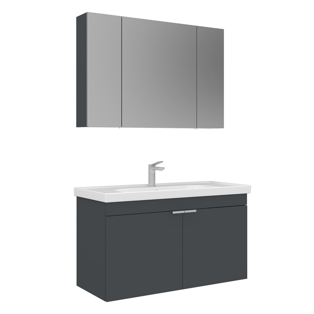 Desna 1000mm Wooden Wall Mounted Bathroom Furniture Set with 5 Doors in Matte Anthracite