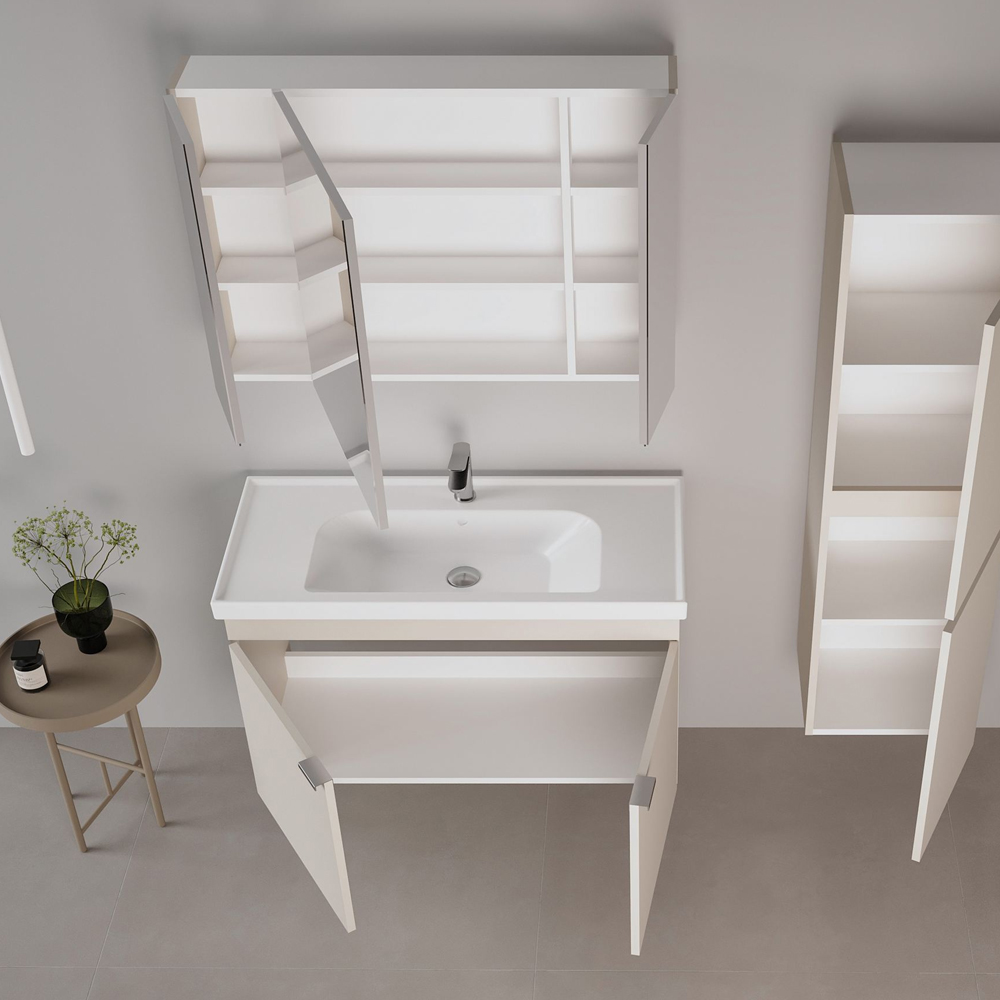Desna 1000mm Wooden Wall Mounted Bathroom Furniture Set with 5 Doors in Sand