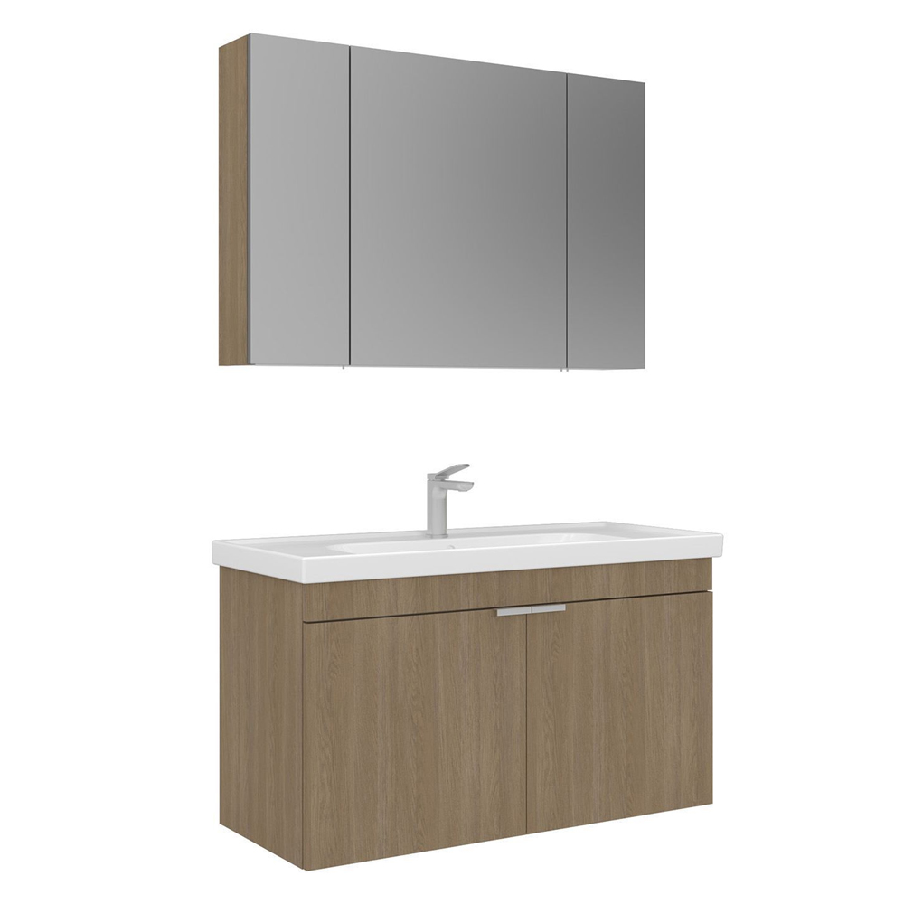 Desna 1000mm Wooden Wall Mounted Bathroom Furniture Set with 5 Doors in Oak