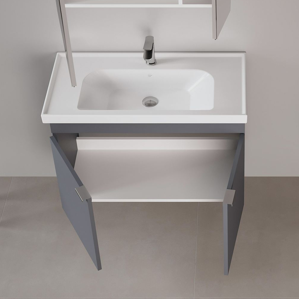 Desna 900mm Wooden Wall Mounted Vanity Unit & Basin with 2 Doors in Matte Anthracite