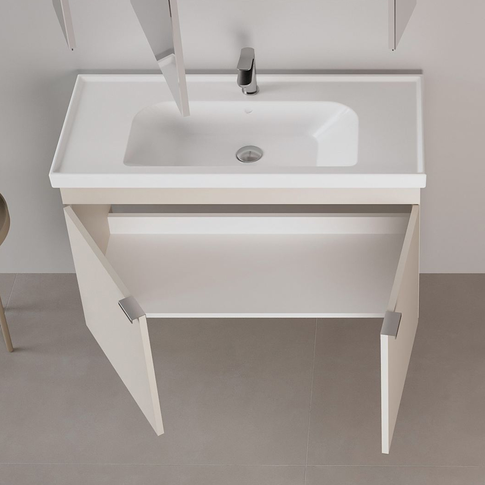 Desna 1000mm Wooden Wall Mounted Vanity Unit & Basin with 2 Doors in Sand