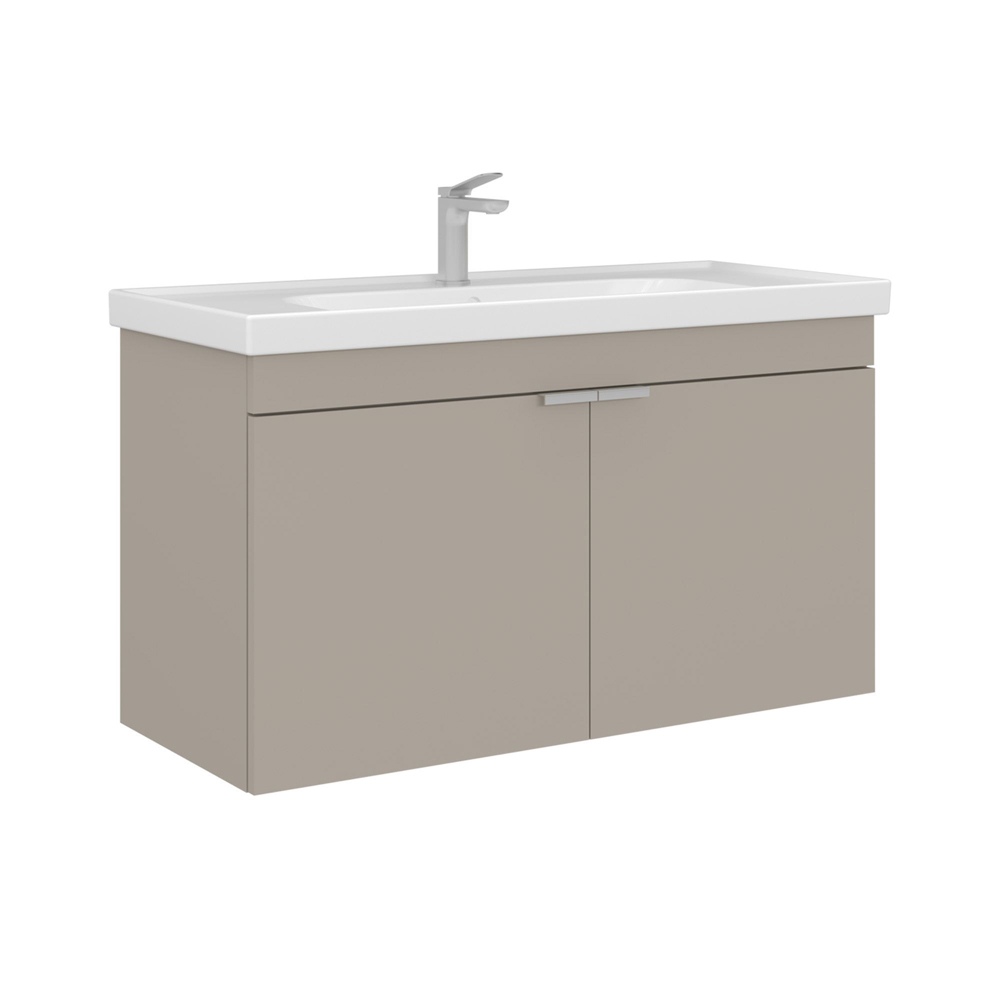 Desna 1000mm Wooden Wall Mounted Vanity Unit & Basin with 2 Doors in Sand