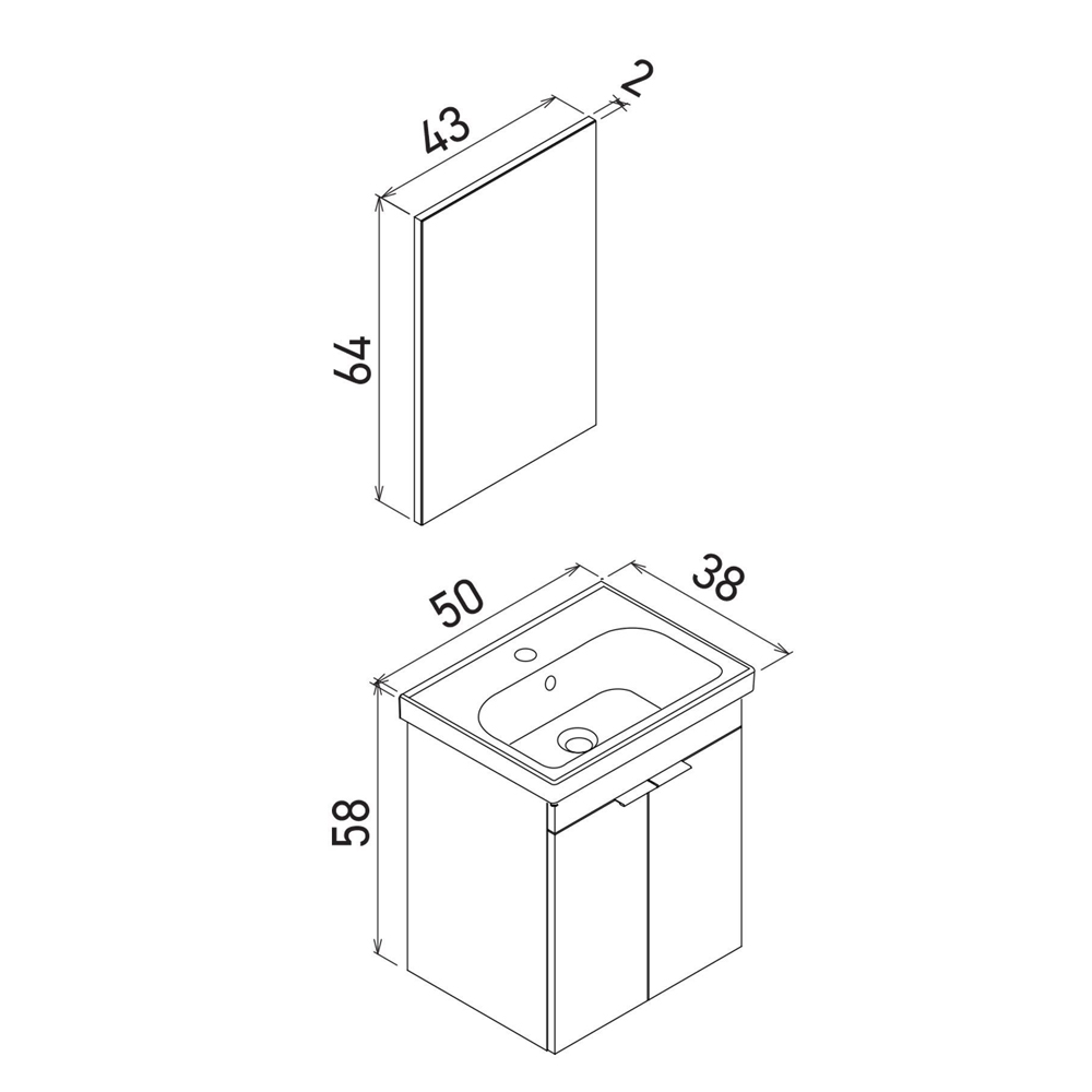Desna Wooden Wall Mounted Vanity Unit & Basin with Mirror in Matte White
