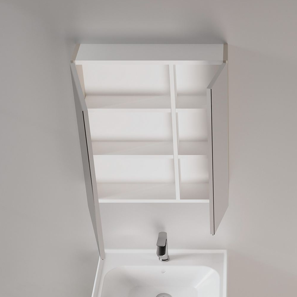 Desna Wooden Wall Mounted Bathroom Mirror Cabinet with 2 Doors in Sand