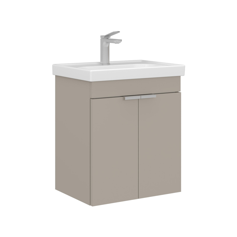 Desna 500mm Wooden Wall Mounted Vanity Unit & Basin with 2 Doors in Sand