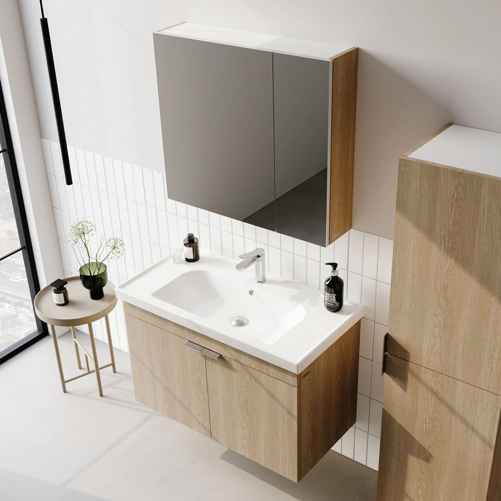Desna 800mm Wooden Wall Mounted Bathroom Furniture Set with 4 Doors in Oak