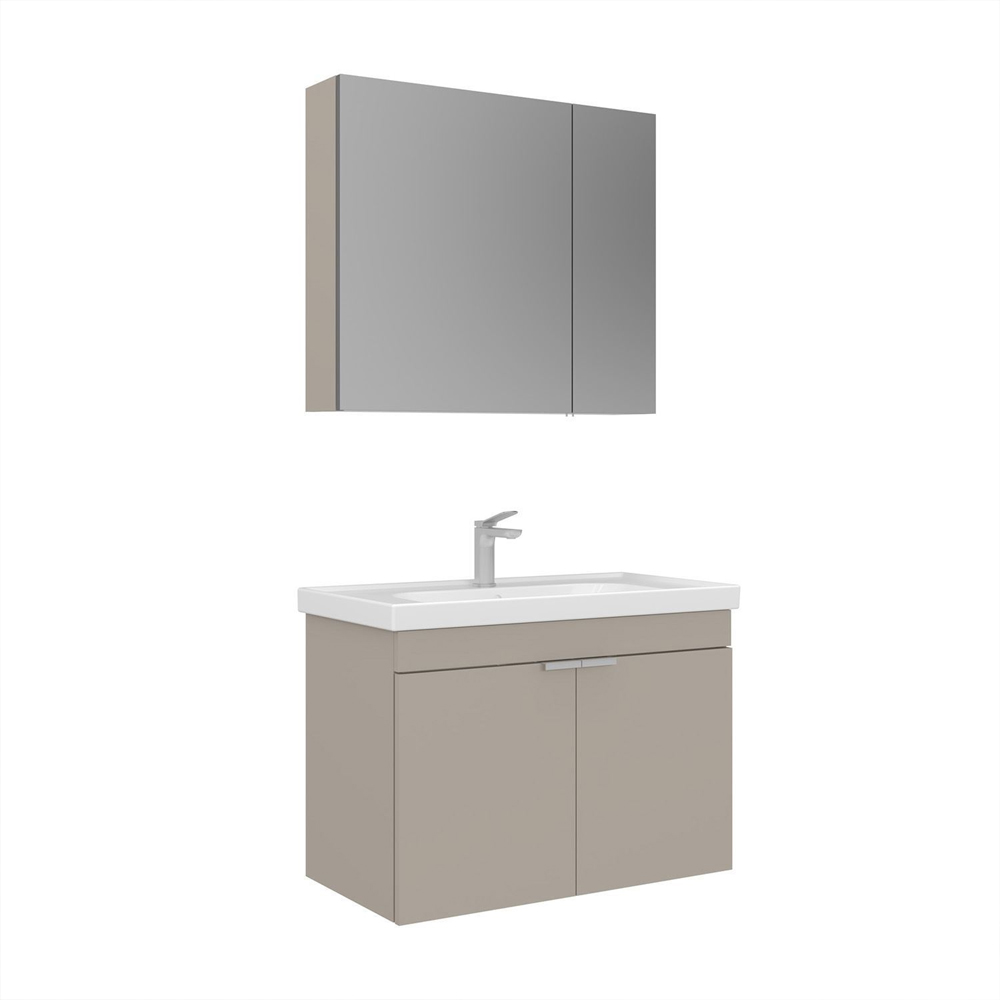 Desna 800mm Wooden Wall Mounted Bathroom Furniture Set with 4 Doors in Sand