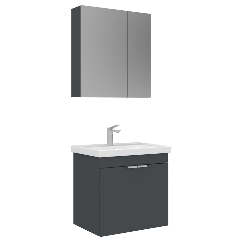 Desna 600mm Wooden Wall Mounted Bathroom Furniture Set with 4 Doors in Matte Anthracite