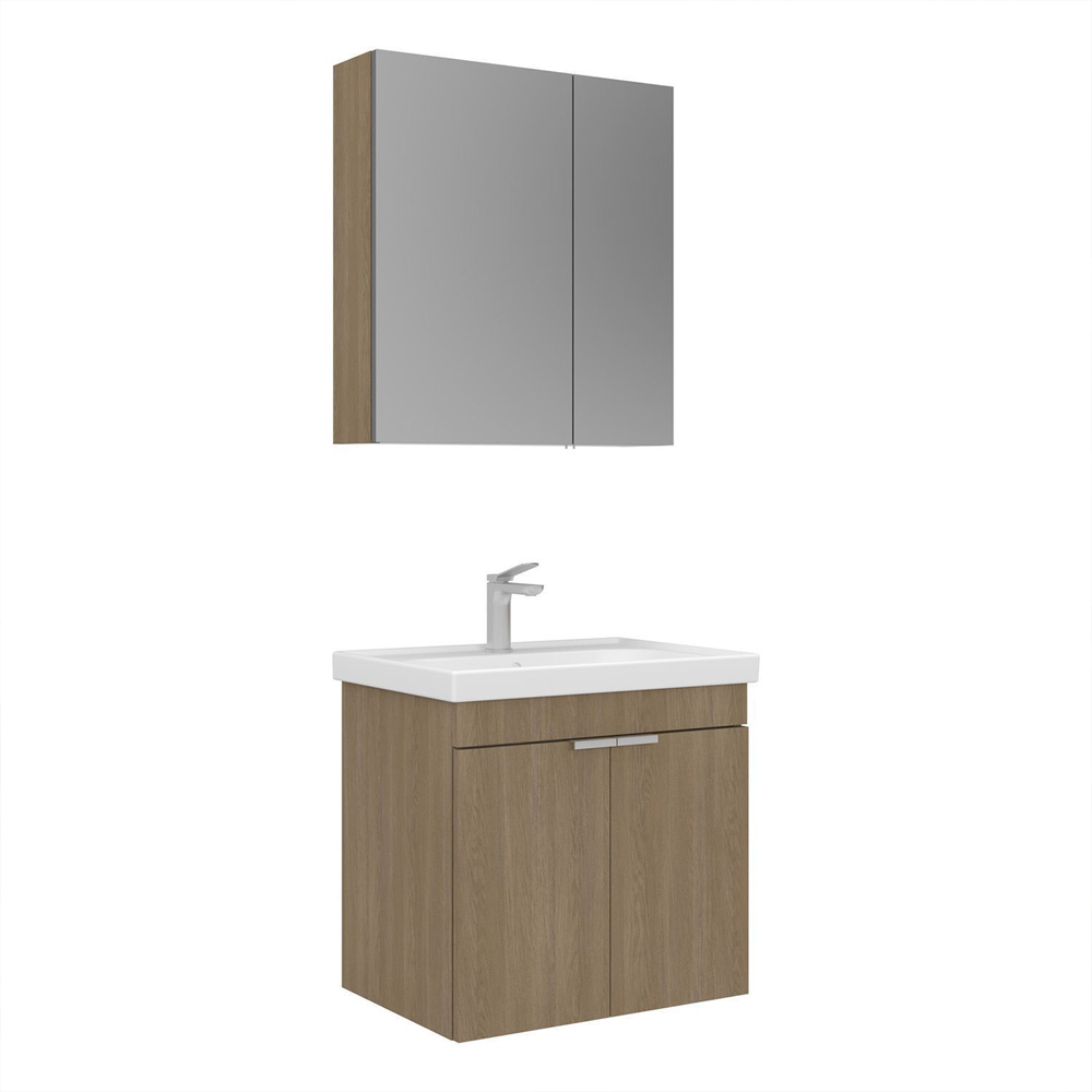 Desna 600mm Wooden Wall Mounted Bathroom Furniture Set with 4 Doors in Oak