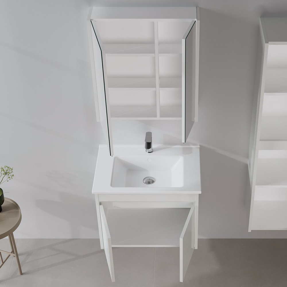 Desna 600mm Wooden Wall Mounted Bathroom Furniture Set with 4 Doors in Sand