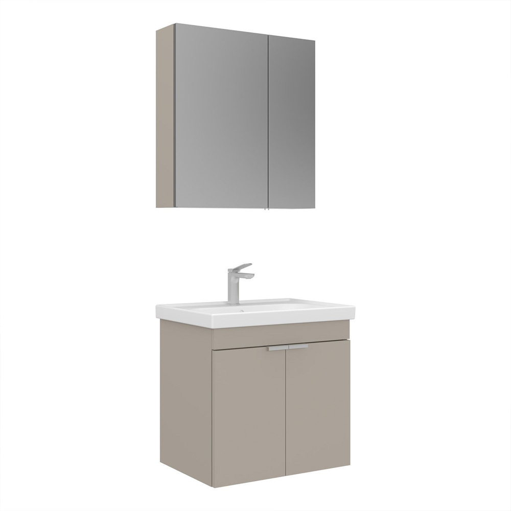 Desna 600mm Wooden Wall Mounted Bathroom Furniture Set with 4 Doors in Sand