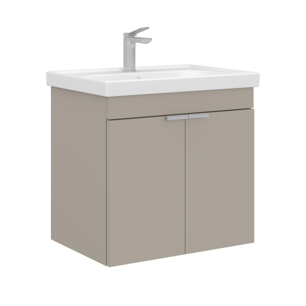 Desna 600mm Wooden Wall Mounted Vanity Unit & Basin with 2 Doors in Sand