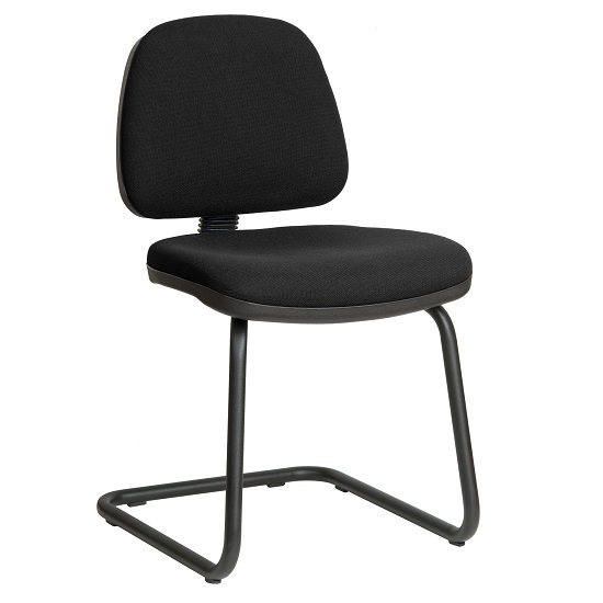 Photo of Dessau visitor chair in black fabric with steel frame