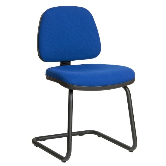 Read more about Dessau visitor chair in blue fabric with steel frame