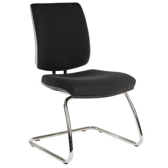 Product photograph of Dessau Visitor Deluxe Chair In Black Fabric With Chrome Frame from Furniture in Fashion