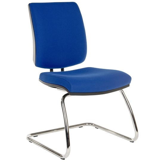 Photo of Dessau visitor chair in blue fabric with chrome frame