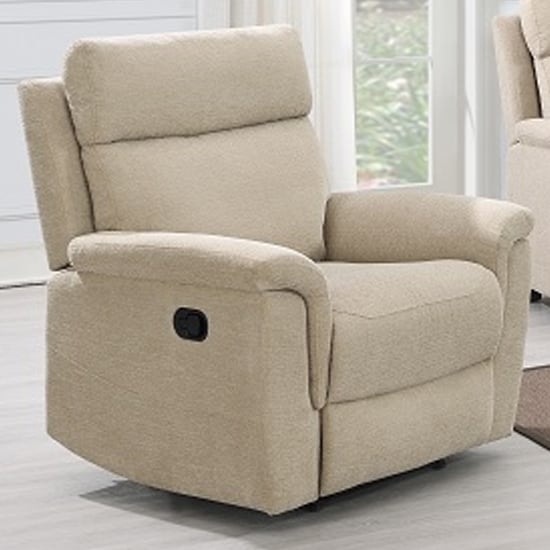 Product photograph of Dessel Chenille Fabric Electric Recliner Chair In Natural from Furniture in Fashion