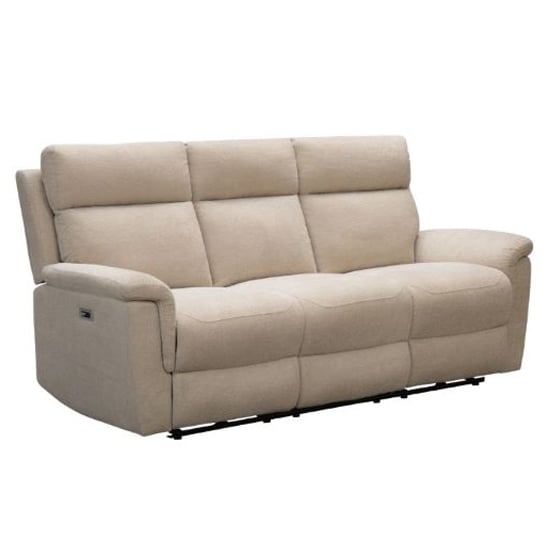 Product photograph of Dessel Chenille Fabric Fixed 3 Seater Sofa In Natural from Furniture in Fashion