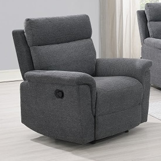 Product photograph of Dessel Chenille Fabric Manual Recliner Chair In Grey from Furniture in Fashion