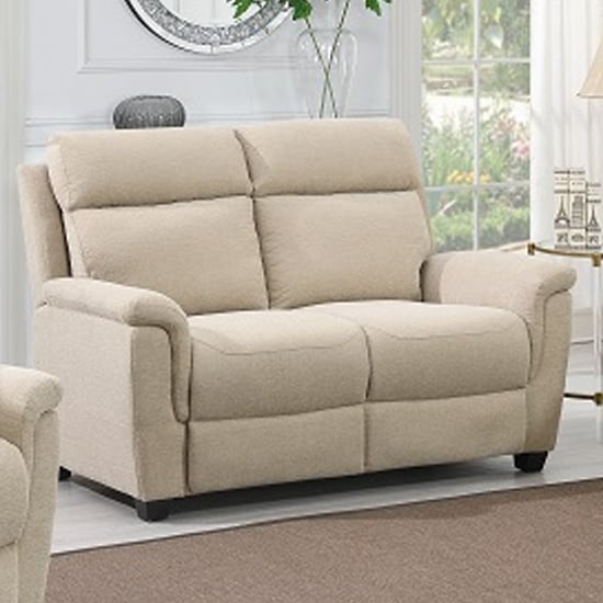Product photograph of Dessel Fabric Electric Recliner 2 Seater Sofa In Natural from Furniture in Fashion