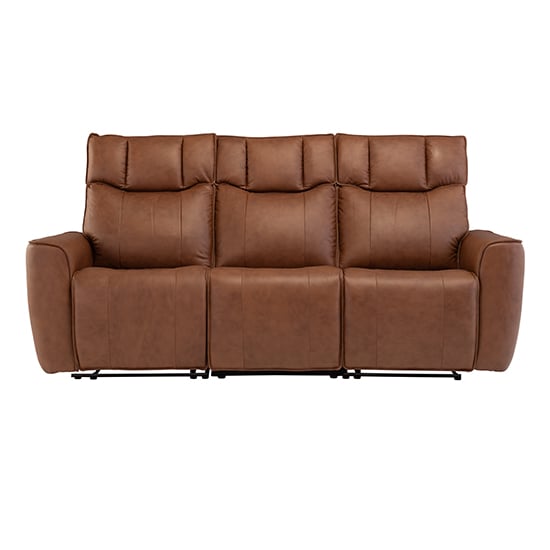 Read more about Dessel faux leather electric recliner 3 seater sofa in tan