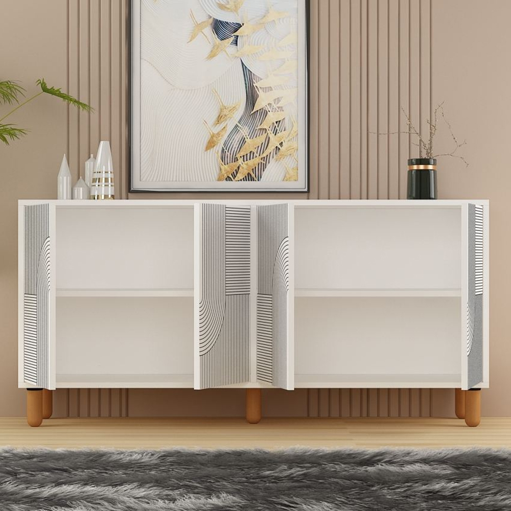 Desso Wooden Sideboard with 4 Doors in White