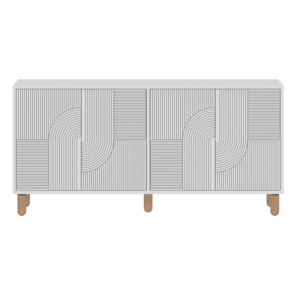 Desso Wooden Sideboard with 4 Doors in White