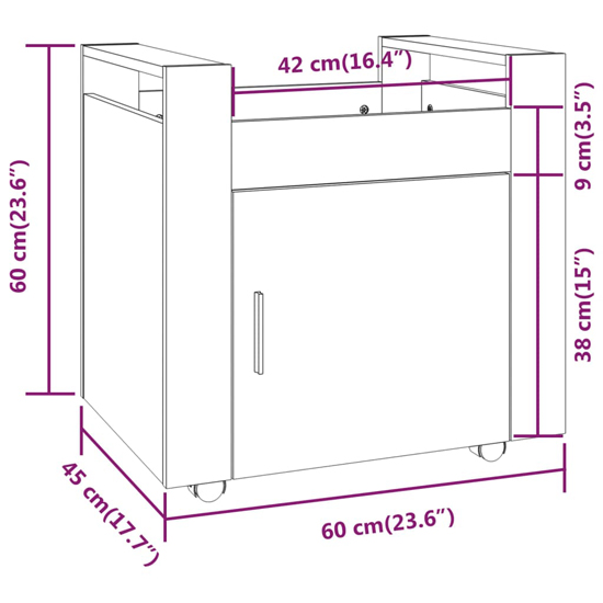 Destin High Gloss Office Pedestal Trolley In White_6