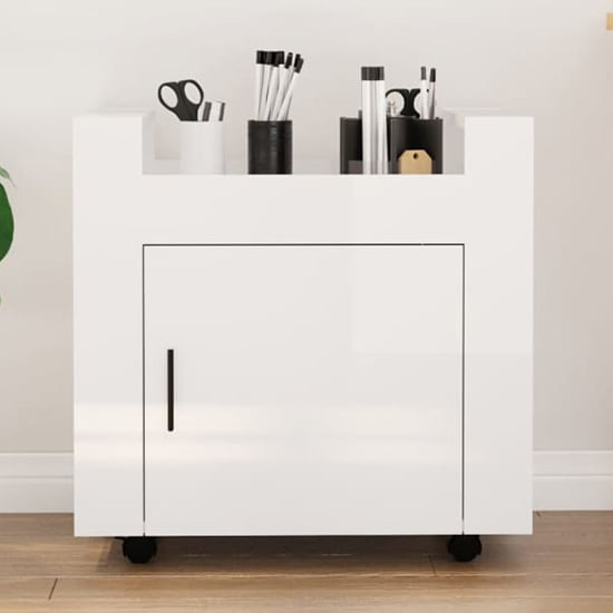 Product photograph of Destin High Gloss Office Pedestal Trolley In White from Furniture in Fashion