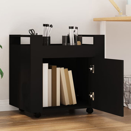 Destin Wooden Office Pedestal Trolley In Black_2