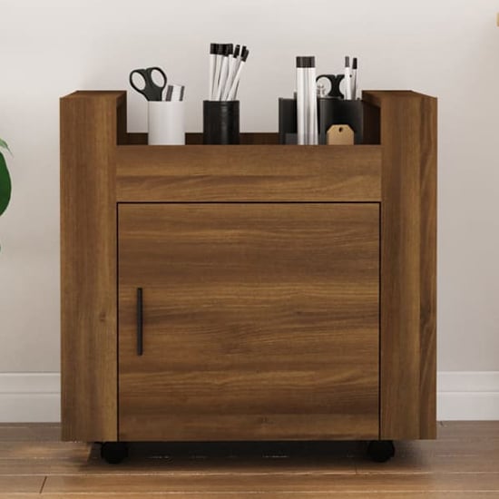 Product photograph of Destin Wooden Office Pedestal Trolley In Brown Oak from Furniture in Fashion