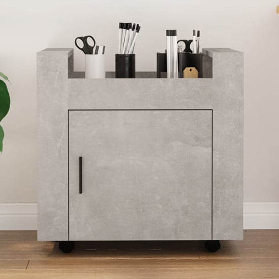 Product photograph of Destin Wooden Office Pedestal Trolley In Concrete Effect from Furniture in Fashion