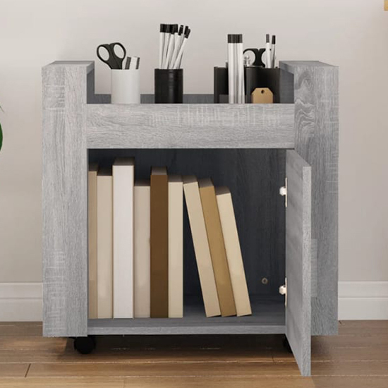 Destin Wooden Office Pedestal Trolley In Grey Sonoma Oak_2