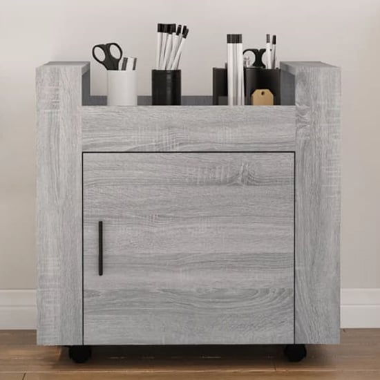 Product photograph of Destin Wooden Office Pedestal Trolley In Grey Sonoma Oak from Furniture in Fashion