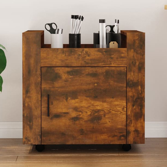 Product photograph of Destin Wooden Office Pedestal Trolley In Smoked Oak from Furniture in Fashion