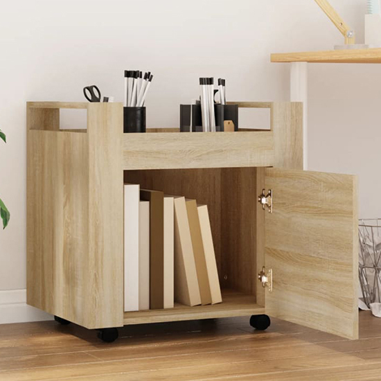 Destin Wooden Office Pedestal Trolley In Sonoma Oak_2